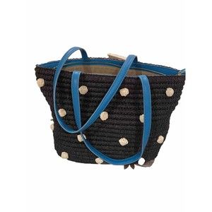 Talbots Nwot Purse Blue And White Spot Woven Paper Straw Beach Tote Purse